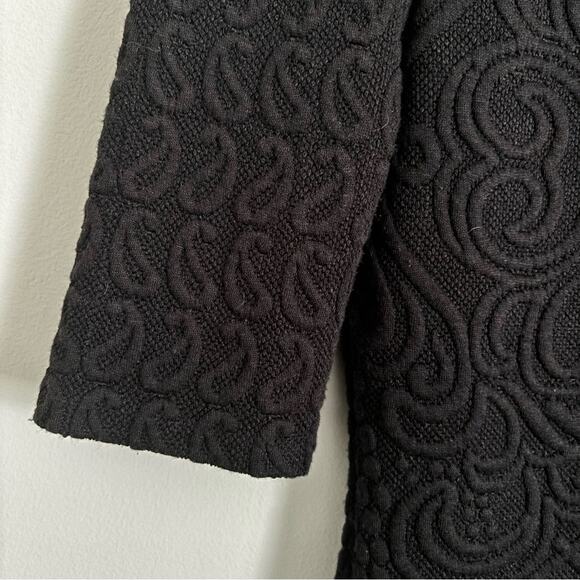 Black Anthropologie Deletta Athlone Quilted Jacquard Puff Sleeve Scoop Top- Xs - Picture 2 of 5